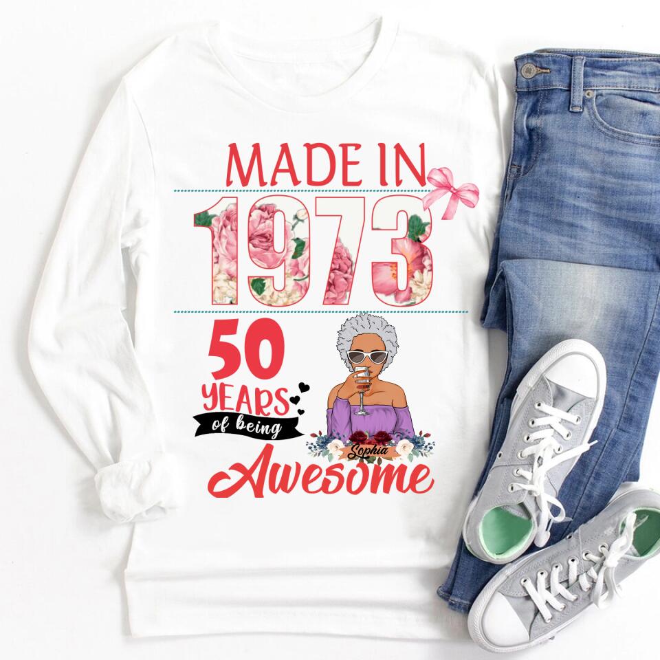 Chapter 50, Fabulous Since 1973 50th Birthday Unique T Shirt For Woman, Custom Birthday Shirt, Her Gifts For 50 Years Old , Turning 50 Birthday Cotton Shirt