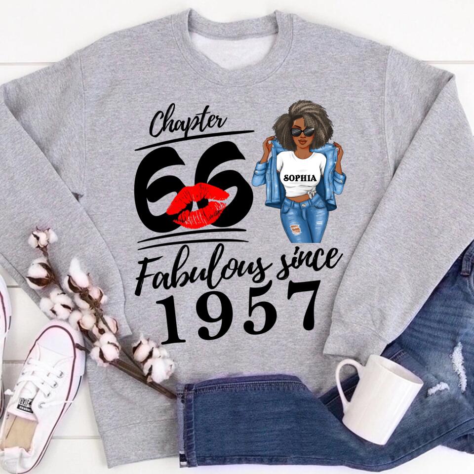 Chapter 66, Fabulous Since 1957 66th Birthday Unique T Shirt For Woman, Custom Birthday Shirt, Her Gifts For 66 Years Old , Turning 66 Birthday Cotton Shirt