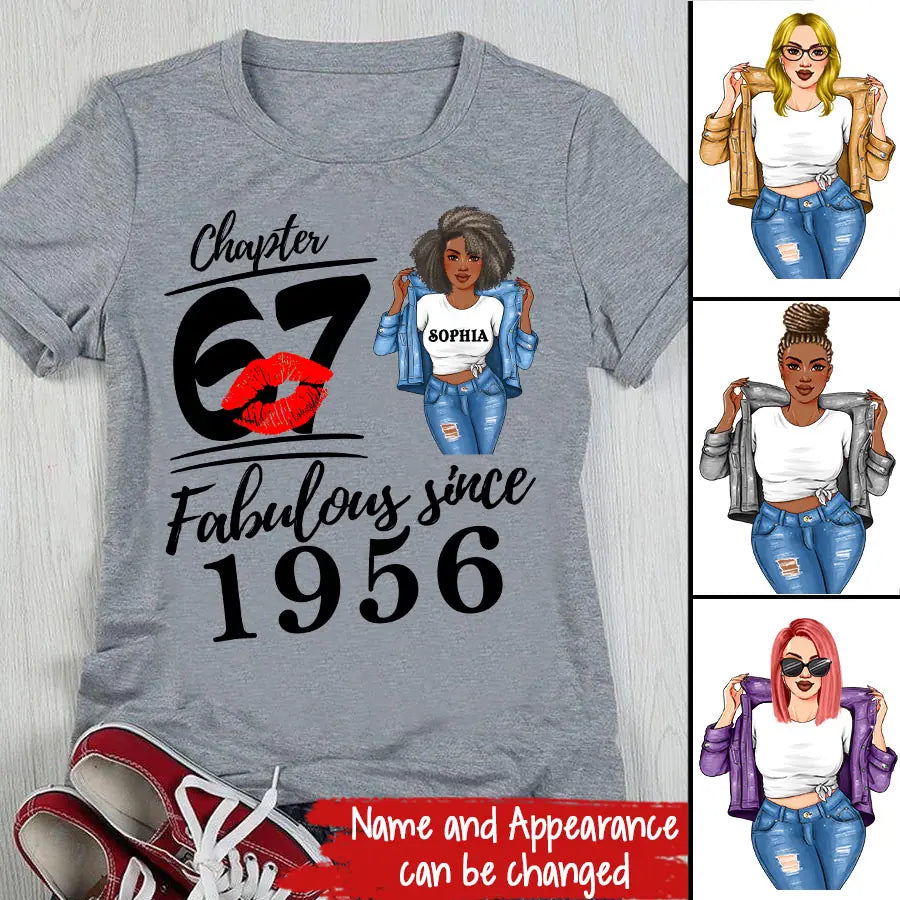 Chapter 67, Fabulous Since 1956 67th Birthday Unique T Shirt For Woman, Custom Birthday Shirt, Her Gifts For 67 Years Old , Turning 67 Birthday Cotton Shirt