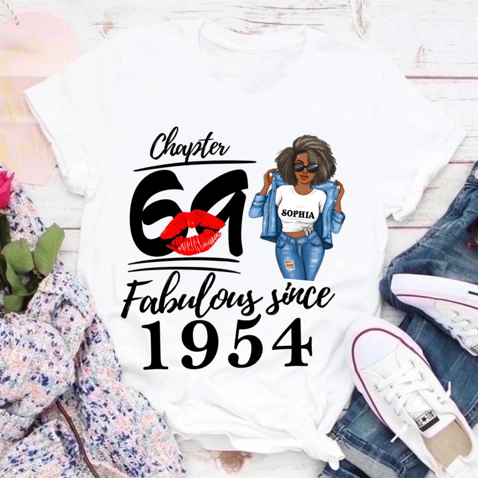 Chapter 69, Fabulous Since 1954 69th Birthday Unique T Shirt For Woman, Custom Birthday Shirt, Her Gifts For 69 Years Old , Turning 69 Birthday Cotton Shirt