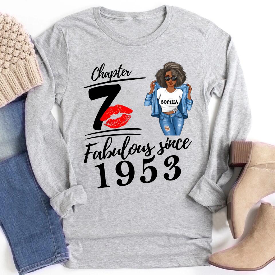 Chapter 70, Fabulous Since 1953 70th Birthday Unique T Shirt For Woman, Custom Birthday Shirt, Her Gifts For 70 Years Old , Turning 70 Birthday Cotton Shirt