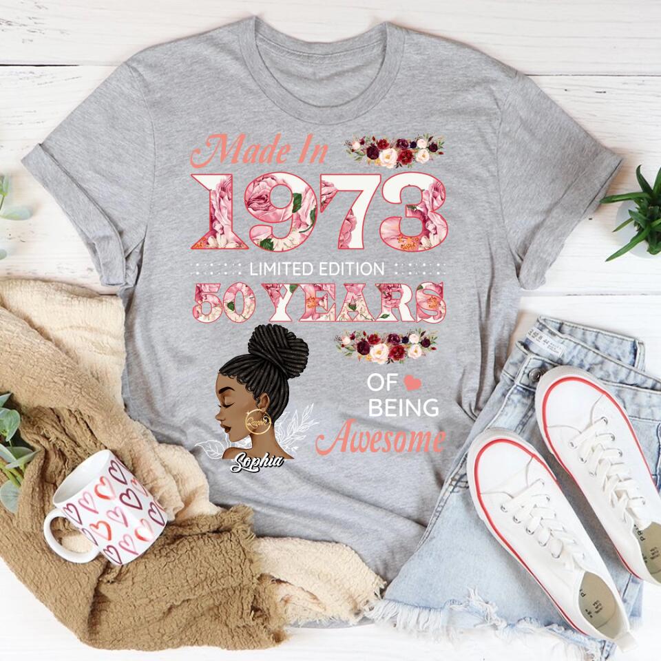 50th Birthday Shirts For Her, Personalised 50th Birthday Gifts, 1973 T Shirt, 50 and Fabulous Shirt, Custom Birthday Shirt