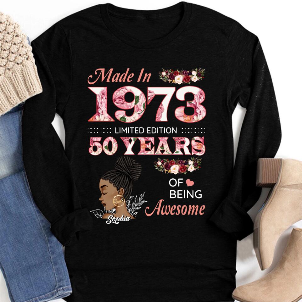 50th Birthday Shirts For Her, Personalised 50th Birthday Gifts, 1973 T Shirt, 50 and Fabulous Shirt, Custom Birthday Shirt