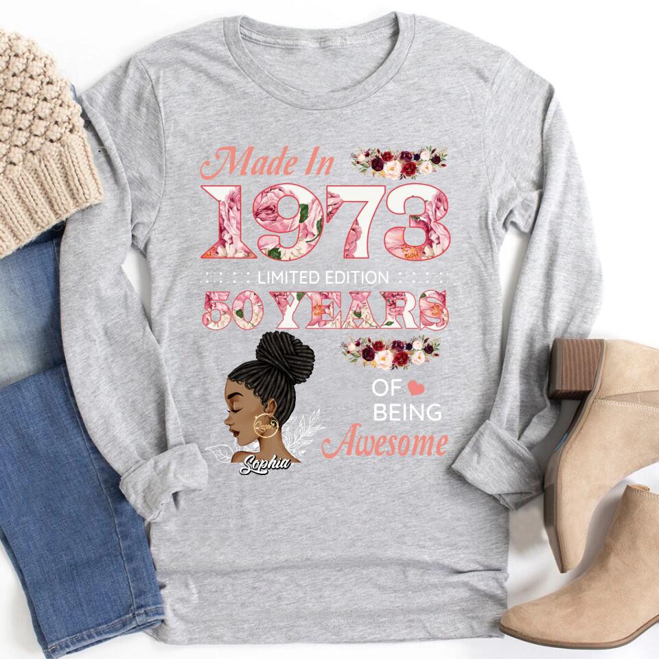 50th Birthday Shirts For Her, Personalised 50th Birthday Gifts, 1973 T Shirt, 50 and Fabulous Shirt, Custom Birthday Shirt