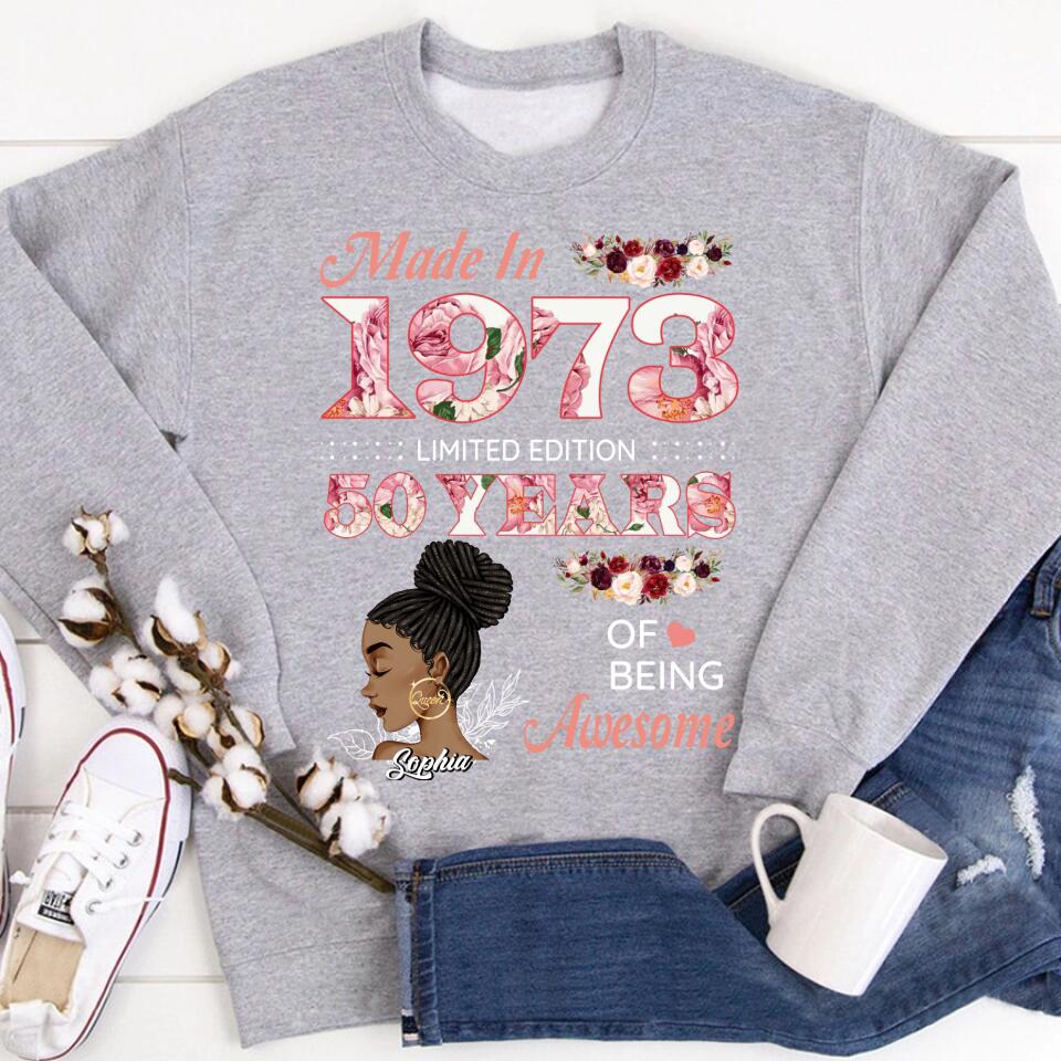 50th Birthday Shirts For Her, Personalised 50th Birthday Gifts, 1973 T Shirt, 50 and Fabulous Shirt, Custom Birthday Shirt