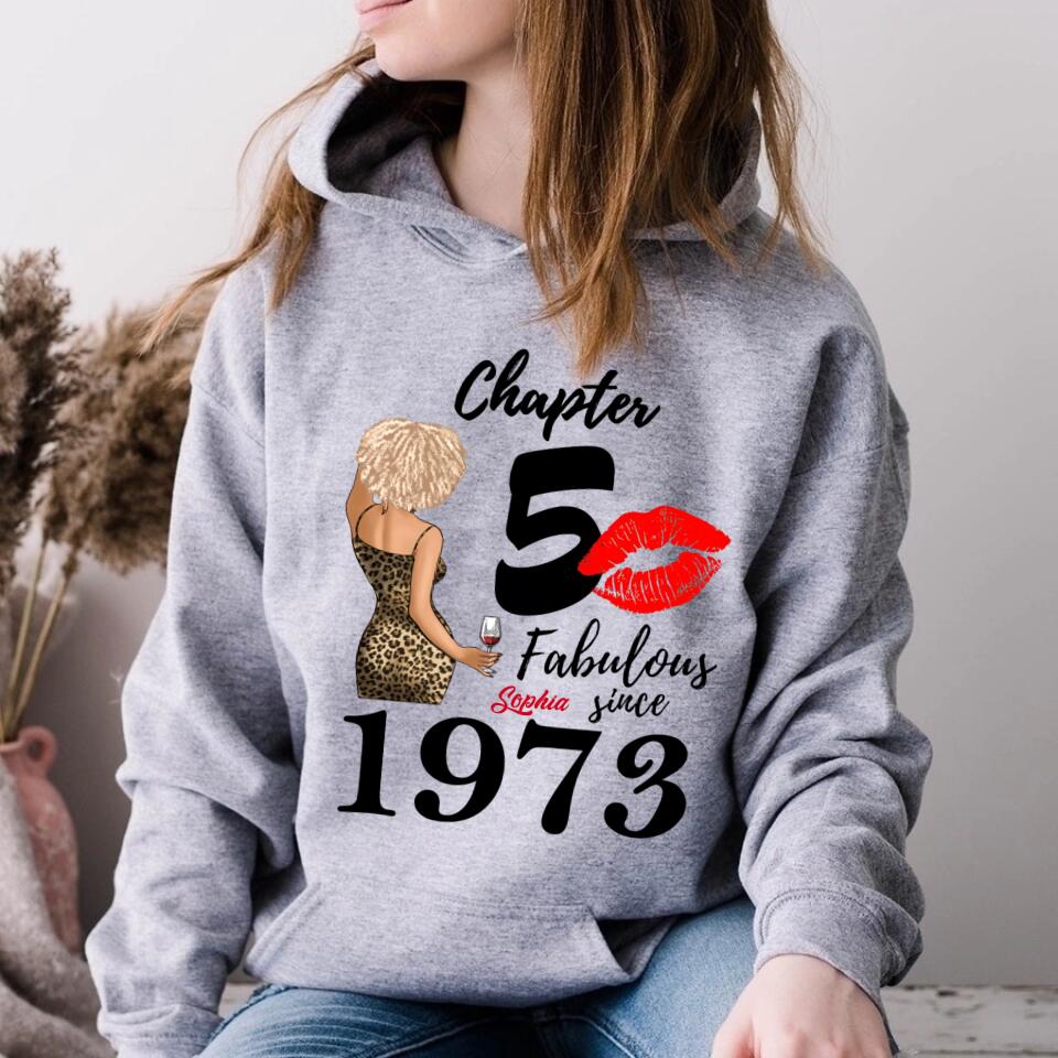 Chapter 50, Fabulous Since 1973 50th Birthday Unique T Shirt For Woman, Custom Birthday Shirt, Her Gifts For 50 Years Old , Turning 50 Birthday Cotton Shirt
