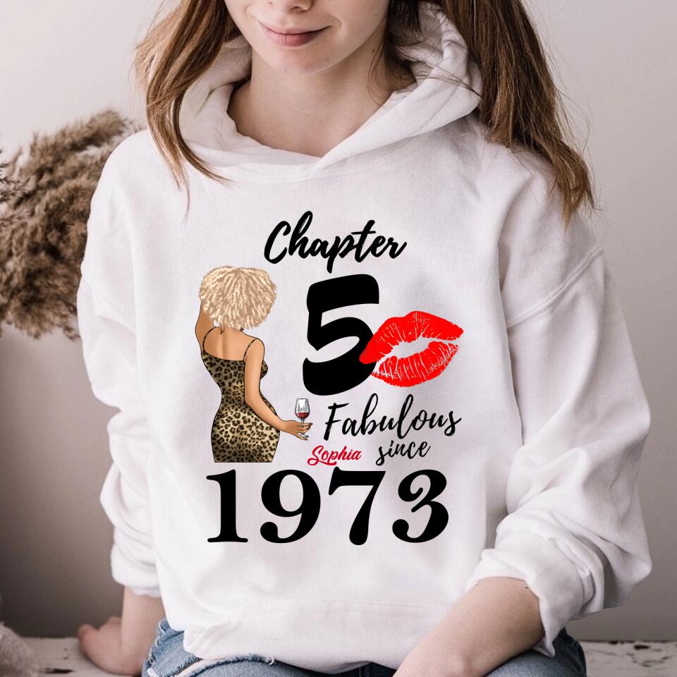 Chapter 50, Fabulous Since 1973 50th Birthday Unique T Shirt For Woman, Custom Birthday Shirt, Her Gifts For 50 Years Old , Turning 50 Birthday Cotton Shirt