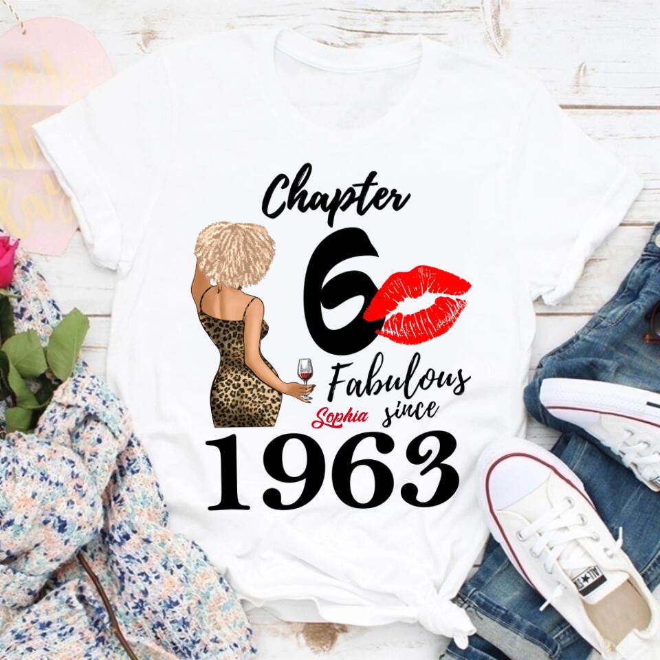 Chapter 60, Fabulous Since 1963 60th Birthday Unique T Shirt For Woman, Custom Birthday Shirt, Her Gifts For 60 Years Old , Turning 60 Birthday Cotton Shirt