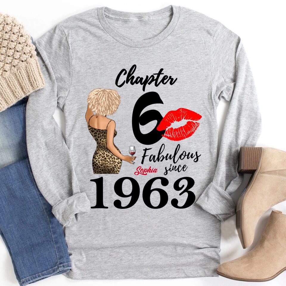 Chapter 60, Fabulous Since 1963 60th Birthday Unique T Shirt For Woman, Custom Birthday Shirt, Her Gifts For 60 Years Old , Turning 60 Birthday Cotton Shirt