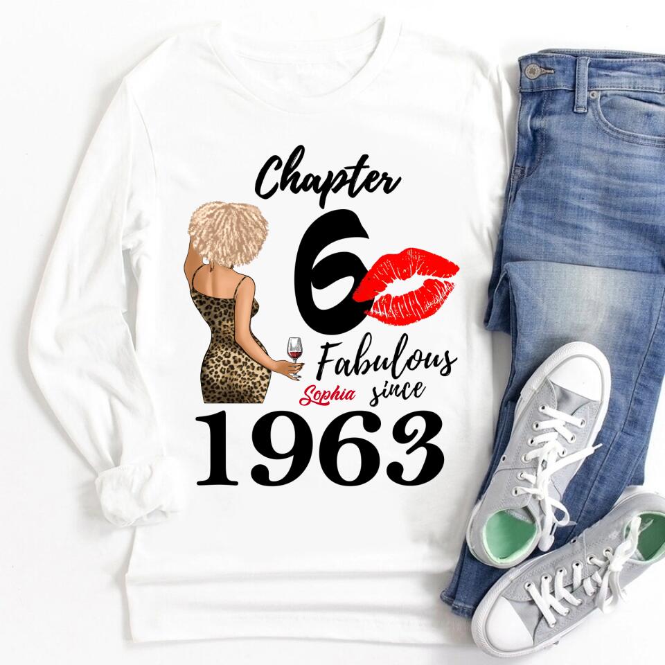 Chapter 60, Fabulous Since 1963 60th Birthday Unique T Shirt For Woman, Custom Birthday Shirt, Her Gifts For 60 Years Old , Turning 60 Birthday Cotton Shirt
