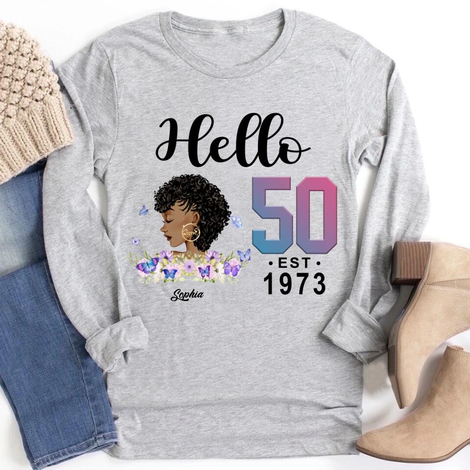Chapter 50, Fabulous Since 1973 50th Birthday Unique T Shirt For Woman, Custom Birthday Shirt, Her Gifts For 50 Years Old , Turning 50 Birthday Cotton Shirt