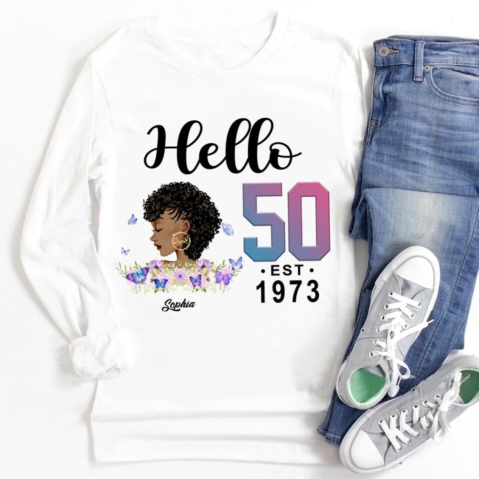 Chapter 50, Fabulous Since 1973 50th Birthday Unique T Shirt For Woman, Custom Birthday Shirt, Her Gifts For 50 Years Old , Turning 50 Birthday Cotton Shirt