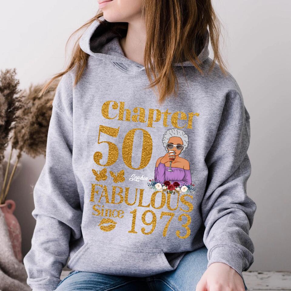Chapter 50, Fabulous Since 1973 50th Birthday Unique T Shirt For Woman, Custom Birthday Shirt, Her Gifts For 50 Years Old , Turning 50 Birthday Cotton Shirt