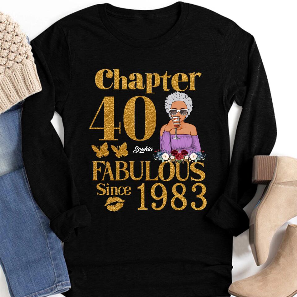 Chapter 40, Fabulous Since 1983 40th Birthday Unique T Shirt For Woman, Custom Birthday Shirt, Her Gifts For 40 Years Old , Turning 40 Birthday Cotton Shirt
