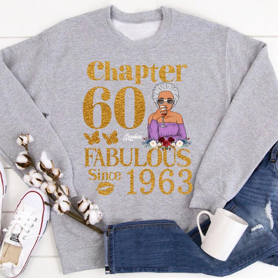 Chapter 60, Fabulous Since 1963 60th Birthday Unique T Shirt For Woman, Custom Birthday Shirt, Her Gifts For 60 Years Old , Turning 60 Birthday Cotton Shirt