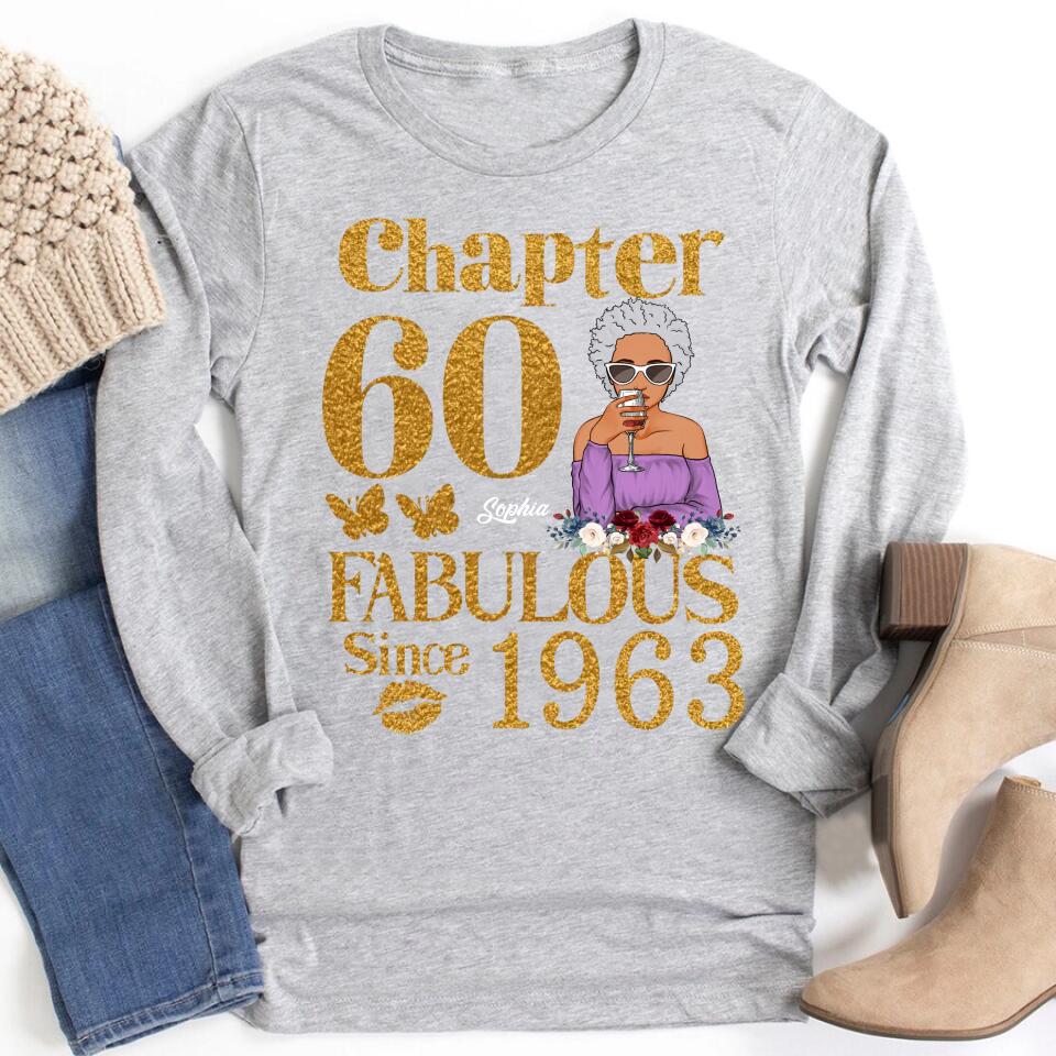 Chapter 60, Fabulous Since 1963 60th Birthday Unique T Shirt For Woman, Custom Birthday Shirt, Her Gifts For 60 Years Old , Turning 60 Birthday Cotton Shirt