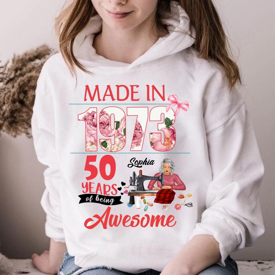 50th Birthday Shirts, Custom Birthday Shirts, Turning 50 Shirt For Women, Turning 50 And Fabulous Shirt, 1973 Shirt, Best Gifts For Women Turning 50, Gifts For Sewers, Sew Crafty, Sewing Lover Cotton Shirt For Women