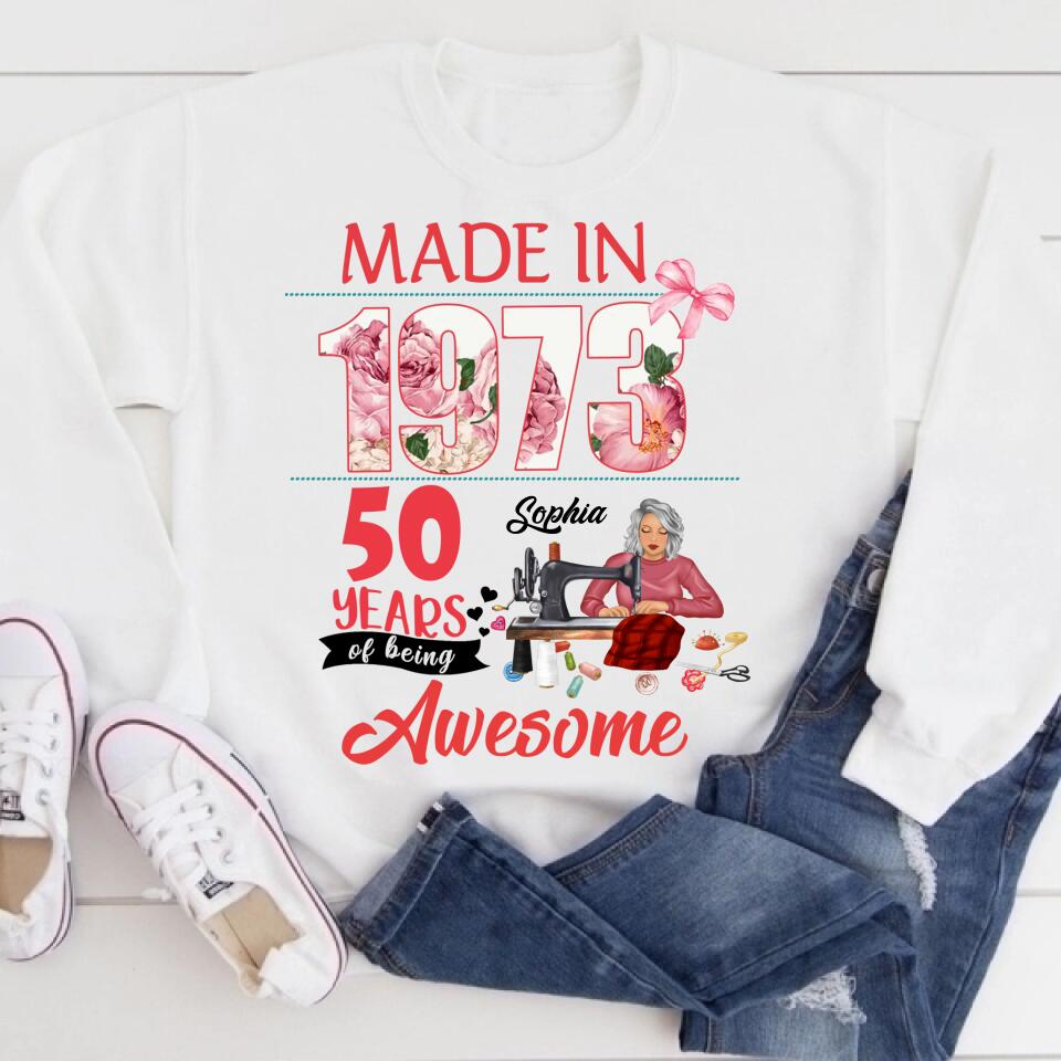 50th Birthday Shirts, Custom Birthday Shirts, Turning 50 Shirt For Women, Turning 50 And Fabulous Shirt, 1973 Shirt, Best Gifts For Women Turning 50, Gifts For Sewers, Sew Crafty, Sewing Lover Cotton Shirt For Women