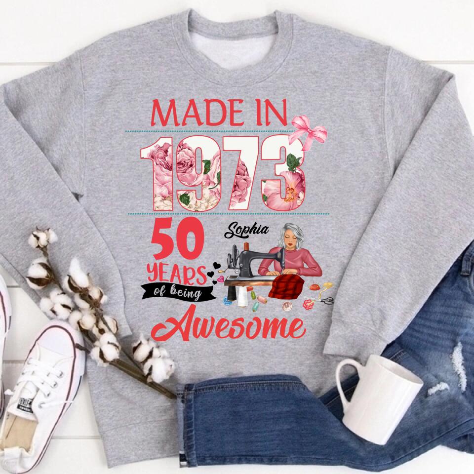 50th Birthday Shirts, Custom Birthday Shirts, Turning 50 Shirt For Women, Turning 50 And Fabulous Shirt, 1973 Shirt, Best Gifts For Women Turning 50, Gifts For Sewers, Sew Crafty, Sewing Lover Cotton Shirt For Women