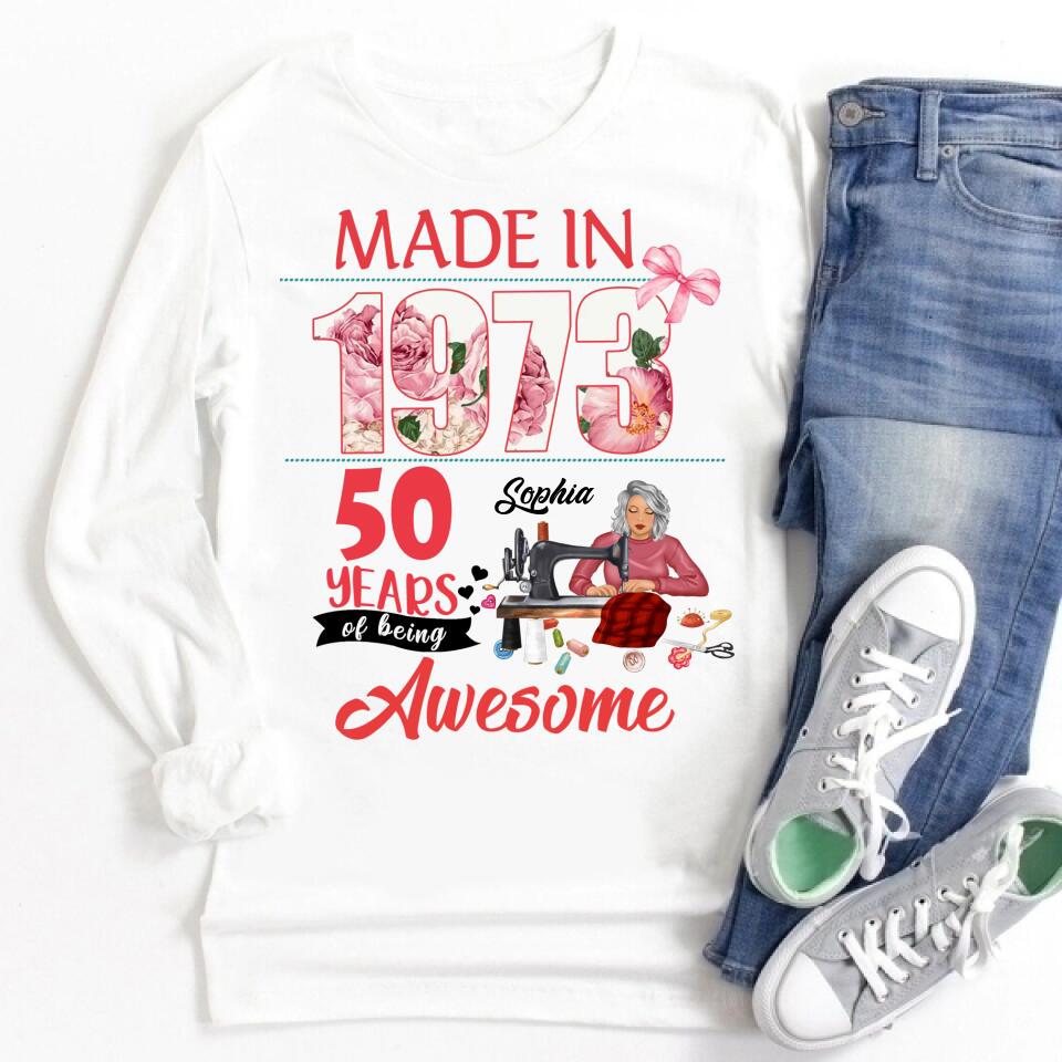 50th Birthday Shirts, Custom Birthday Shirts, Turning 50 Shirt For Women, Turning 50 And Fabulous Shirt, 1973 Shirt, Best Gifts For Women Turning 50, Gifts For Sewers, Sew Crafty, Sewing Lover Cotton Shirt For Women