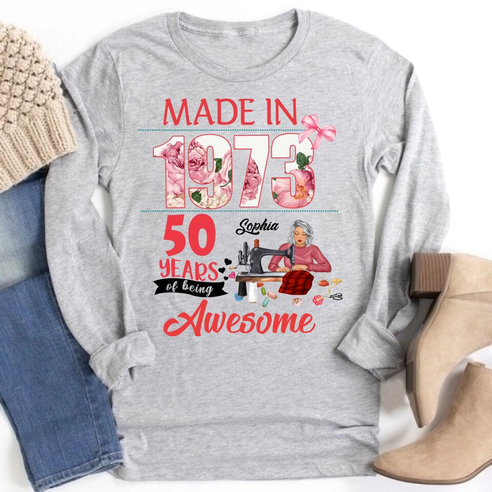 50th Birthday Shirts, Custom Birthday Shirts, Turning 50 Shirt For Women, Turning 50 And Fabulous Shirt, 1973 Shirt, Best Gifts For Women Turning 50, Gifts For Sewers, Sew Crafty, Sewing Lover Cotton Shirt For Women