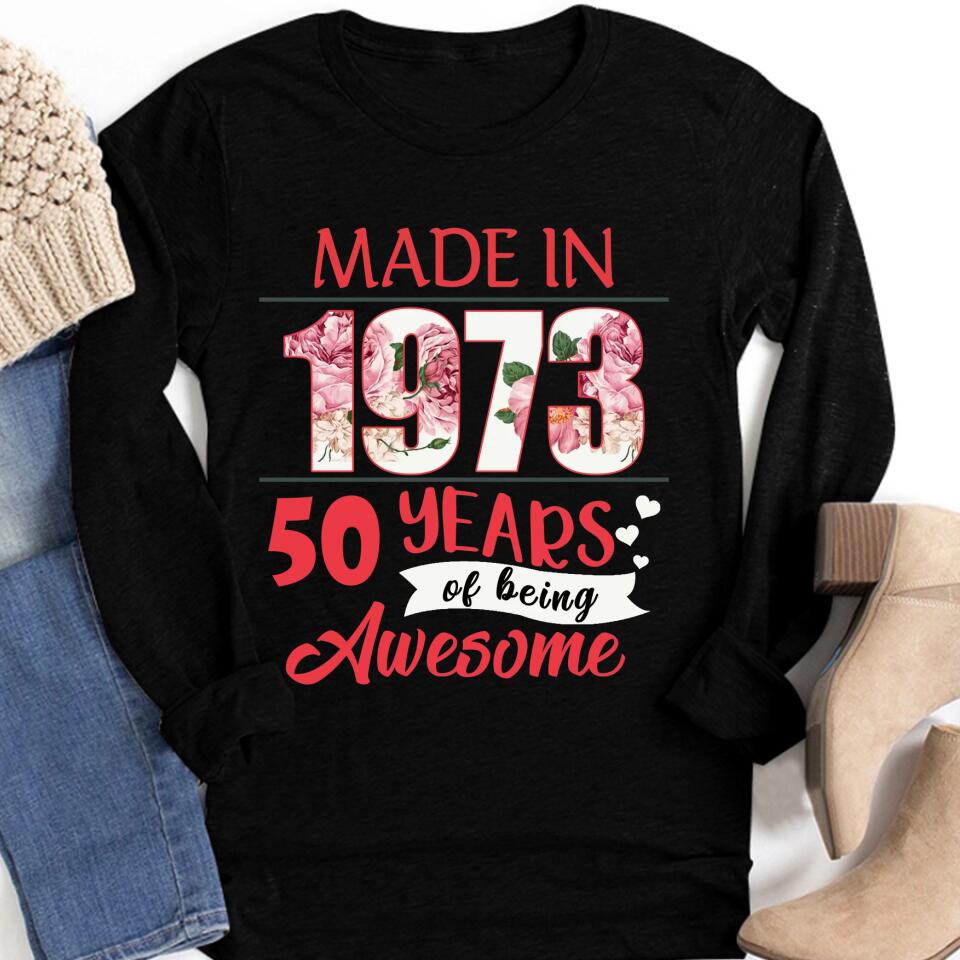 50th Birthday Shirts For Her, Personalised 50th Birthday Gifts, 1973 T Shirt, 50 and Fabulous Shirt, Custom Birthday Shirt
