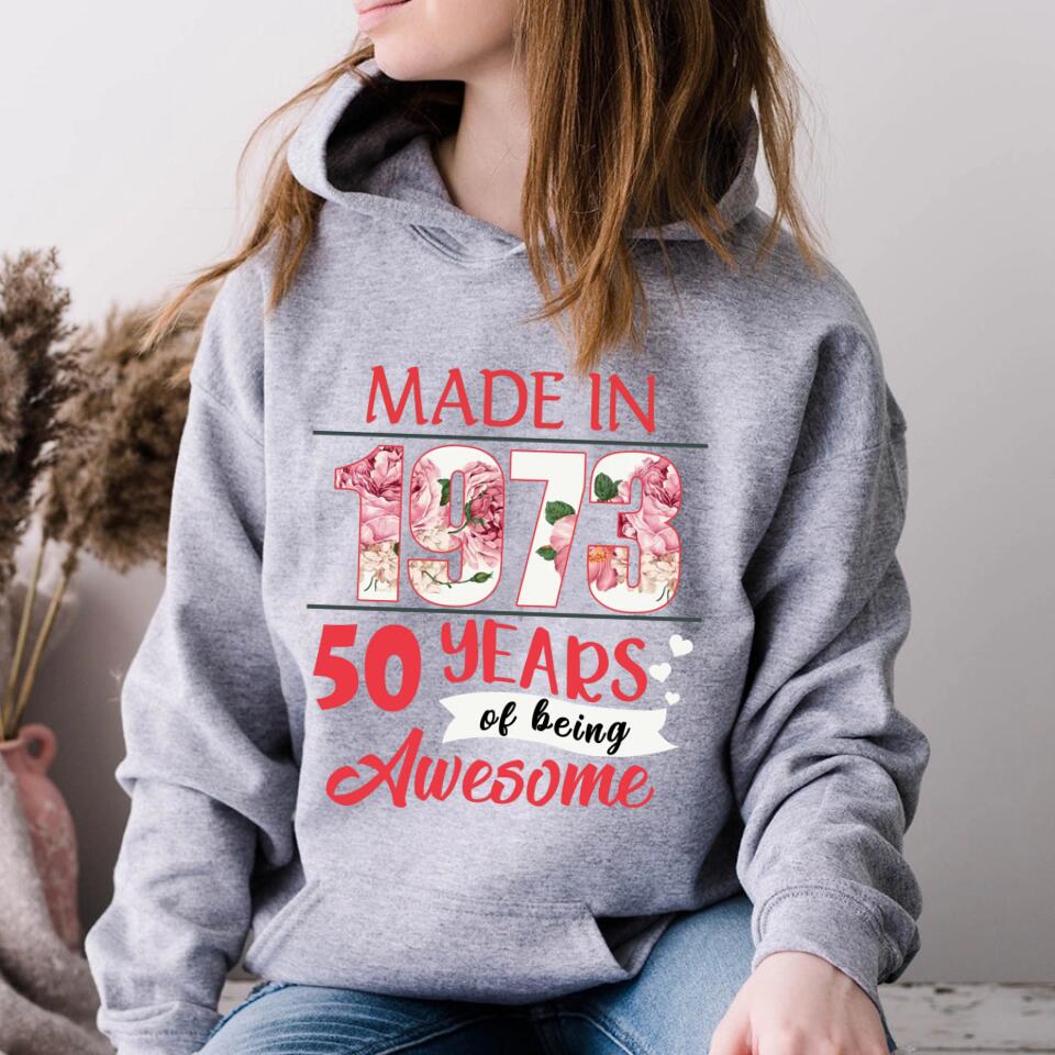 50th Birthday Shirts For Her, Personalised 50th Birthday Gifts, 1973 T Shirt, 50 and Fabulous Shirt, Custom Birthday Shirt