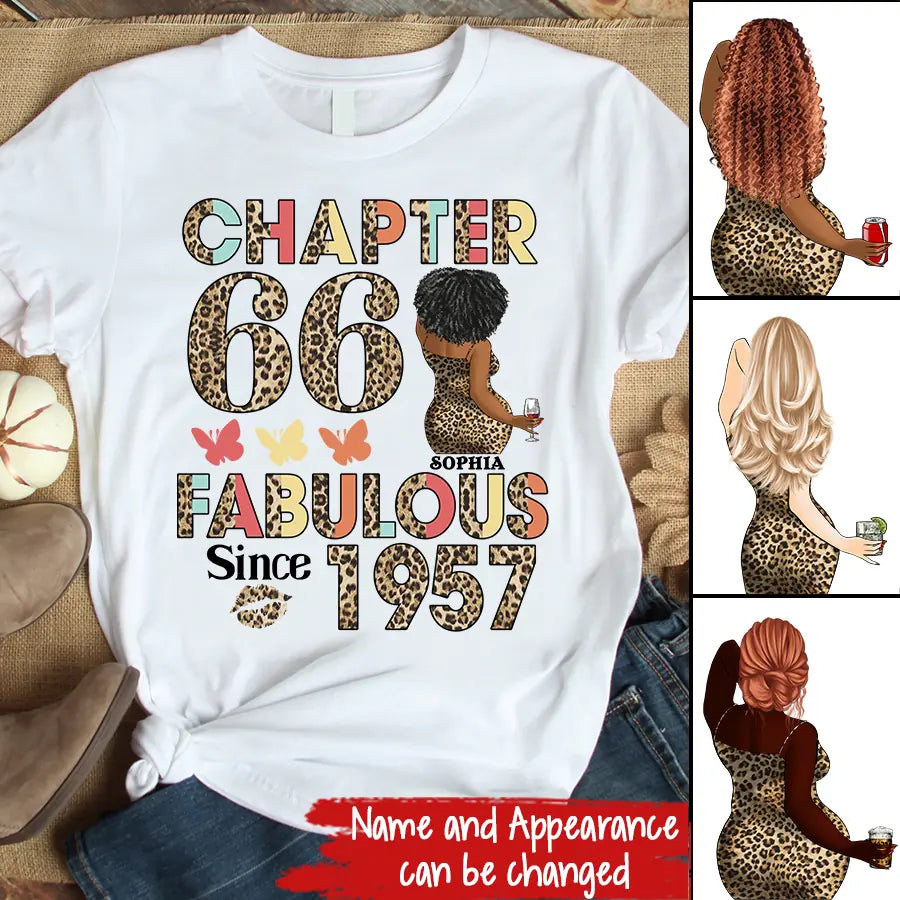 Chapter 66, Fabulous Since 1957 66th Birthday Unique T Shirt For Woman, Custom Birthday Shirt, Her Gifts For 66 Years Old , Turning 66 Birthday Cotton Shirt