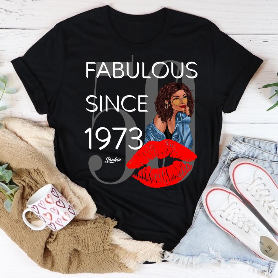 Chapter 50, Fabulous Since 1973 50th Birthday Unique T Shirt For Woman, Custom Birthday Shirt, Her Gifts For 50 Years Old , Turning 50 Birthday Cotton Shirt