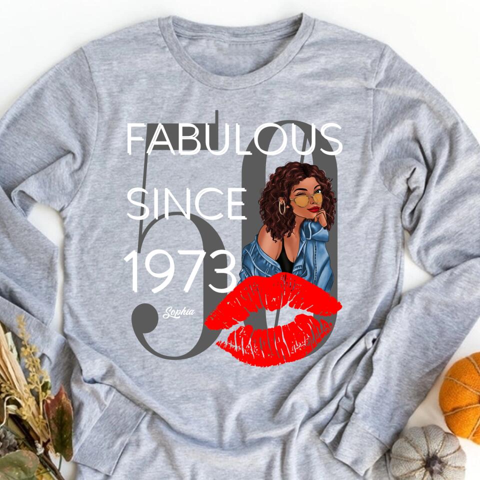 Chapter 50, Fabulous Since 1973 50th Birthday Unique T Shirt For Woman, Custom Birthday Shirt, Her Gifts For 50 Years Old , Turning 50 Birthday Cotton Shirt