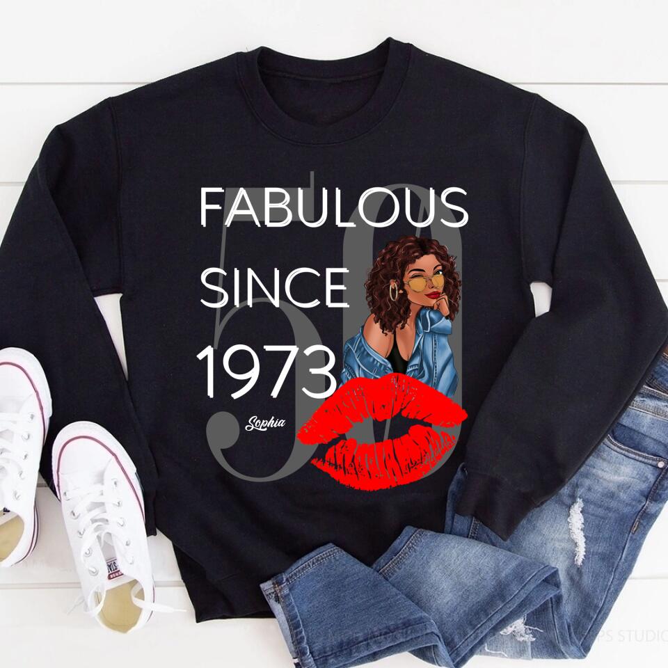 Chapter 50, Fabulous Since 1973 50th Birthday Unique T Shirt For Woman, Custom Birthday Shirt, Her Gifts For 50 Years Old , Turning 50 Birthday Cotton Shirt