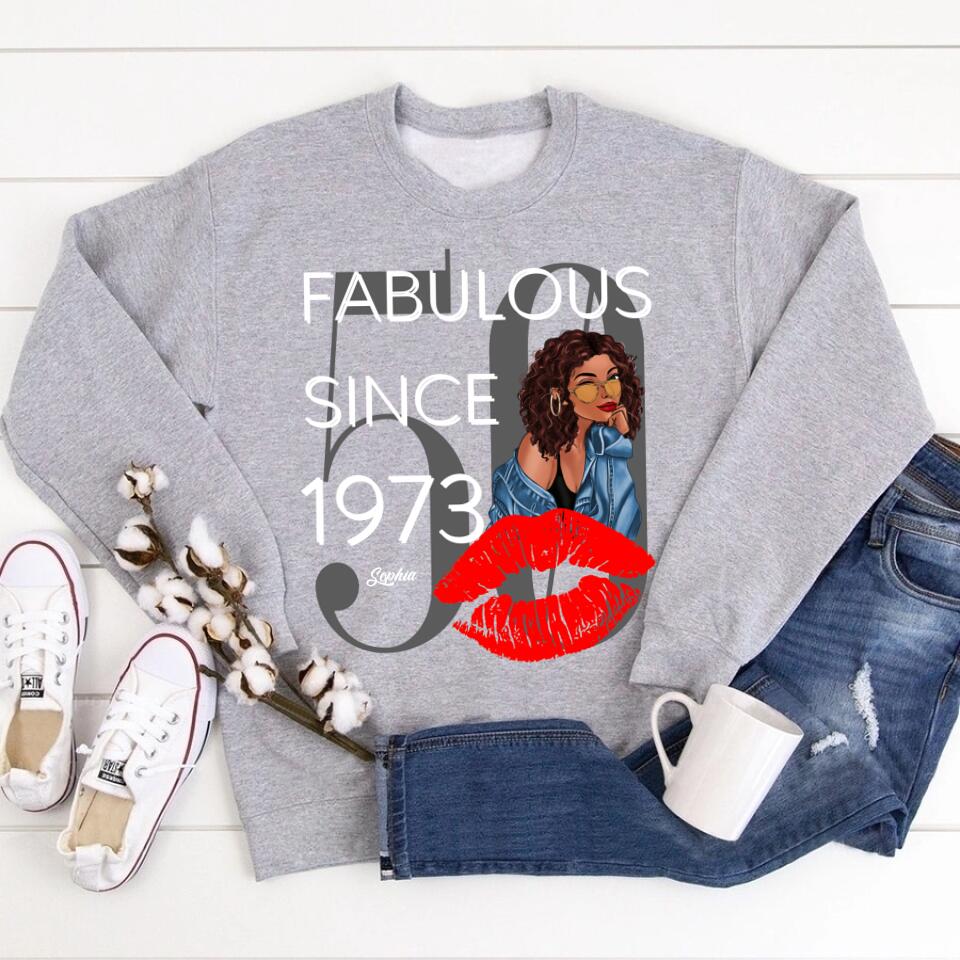 Chapter 50, Fabulous Since 1973 50th Birthday Unique T Shirt For Woman, Custom Birthday Shirt, Her Gifts For 50 Years Old , Turning 50 Birthday Cotton Shirt