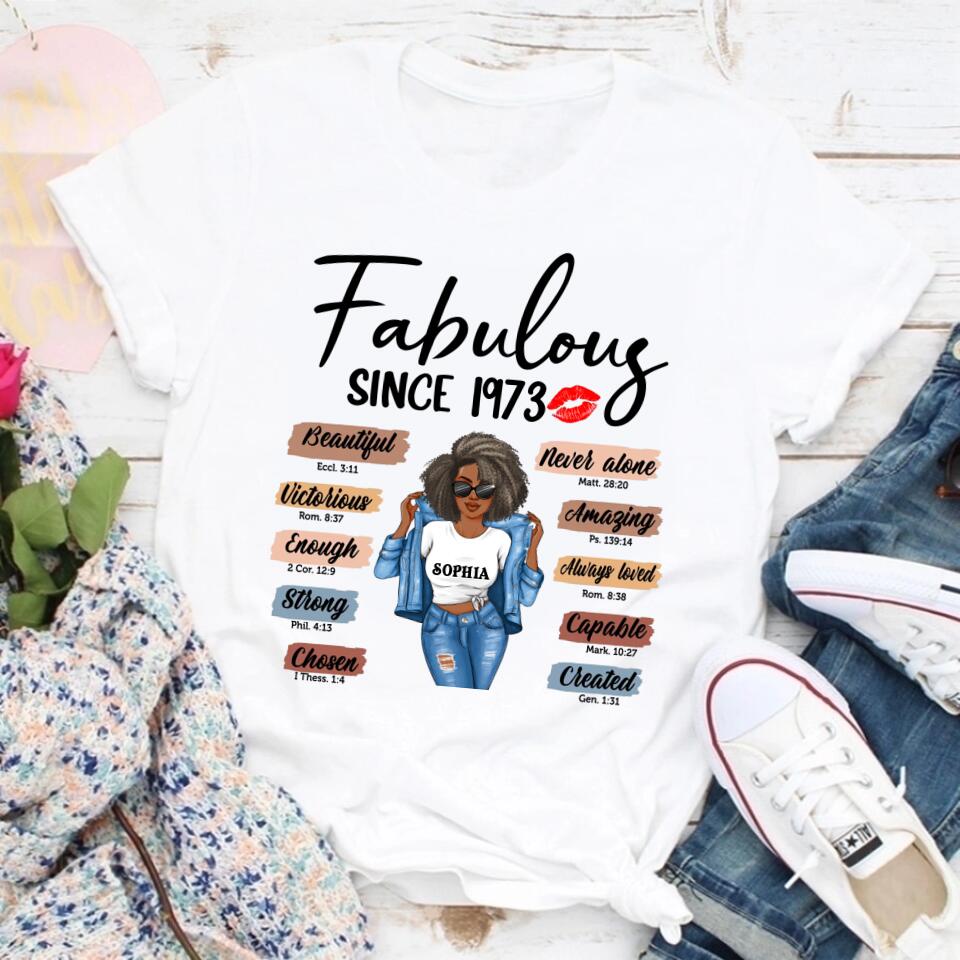 50th Birthday Shirts For Her, Personalised 50th Birthday Gifts, 1973 T Shirt, 50 And Fabulous Shirt, 50th Birthday Shirt Ideas, Gift Ideas 50th Birthday Woman