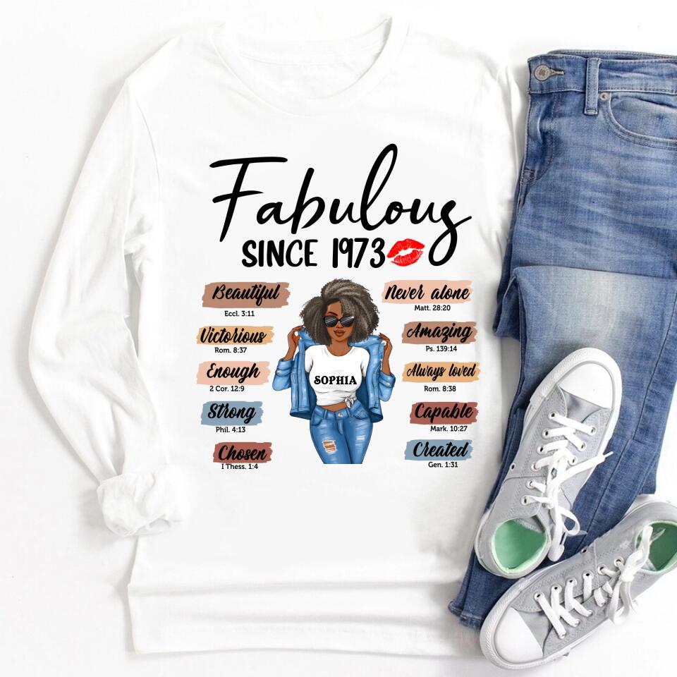 50th Birthday Shirts For Her, Personalised 50th Birthday Gifts, 1973 T Shirt, 50 And Fabulous Shirt, 50th Birthday Shirt Ideas, Gift Ideas 50th Birthday Woman