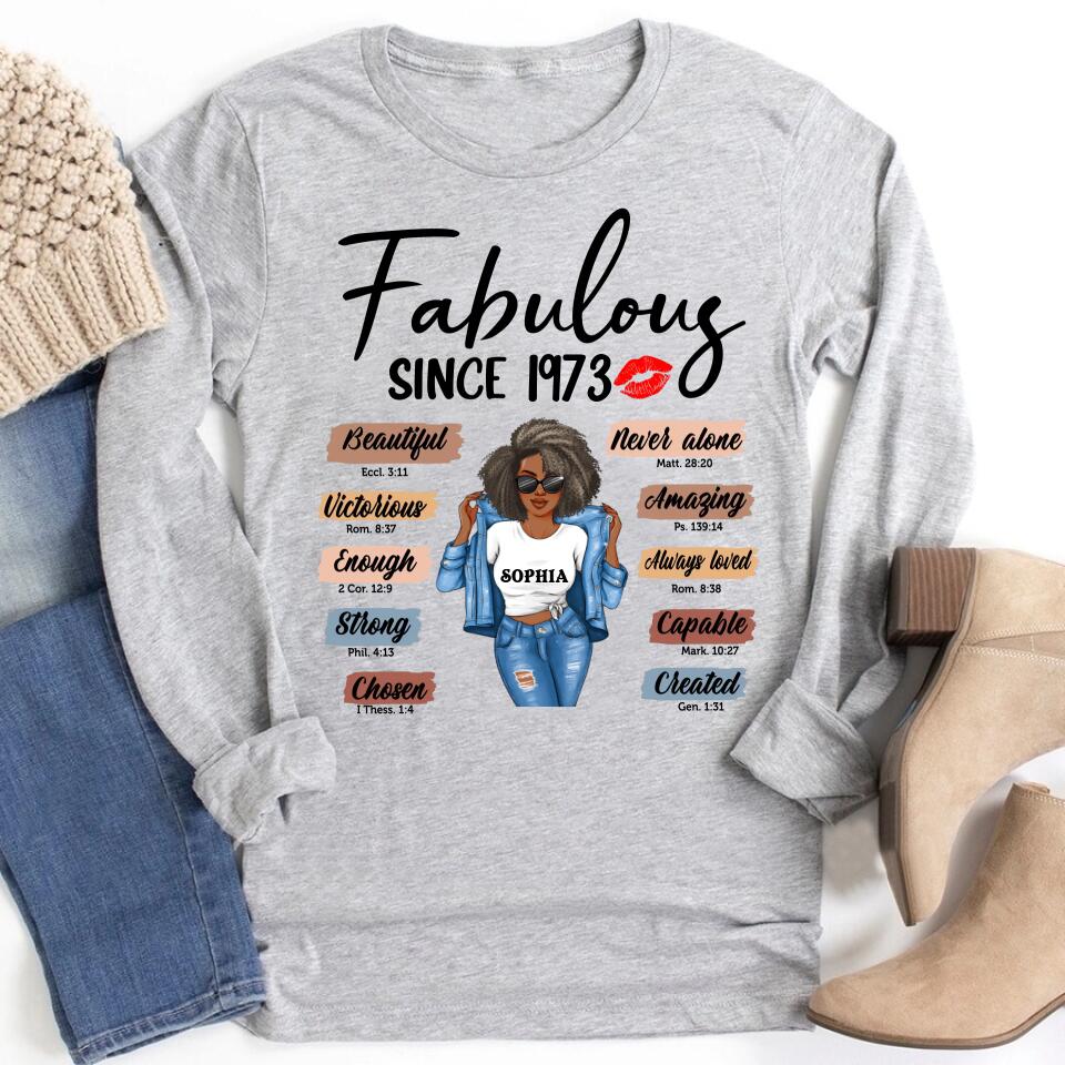 50th Birthday Shirts For Her, Personalised 50th Birthday Gifts, 1973 T Shirt, 50 And Fabulous Shirt, 50th Birthday Shirt Ideas, Gift Ideas 50th Birthday Woman
