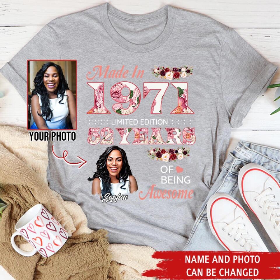 52nd Birthday Shirts, Custom Birthday Shirts, Turning 52 Shirt, Gifts For Women Turning 52, 52 And Fabulous Shirt, 1971 Shirt