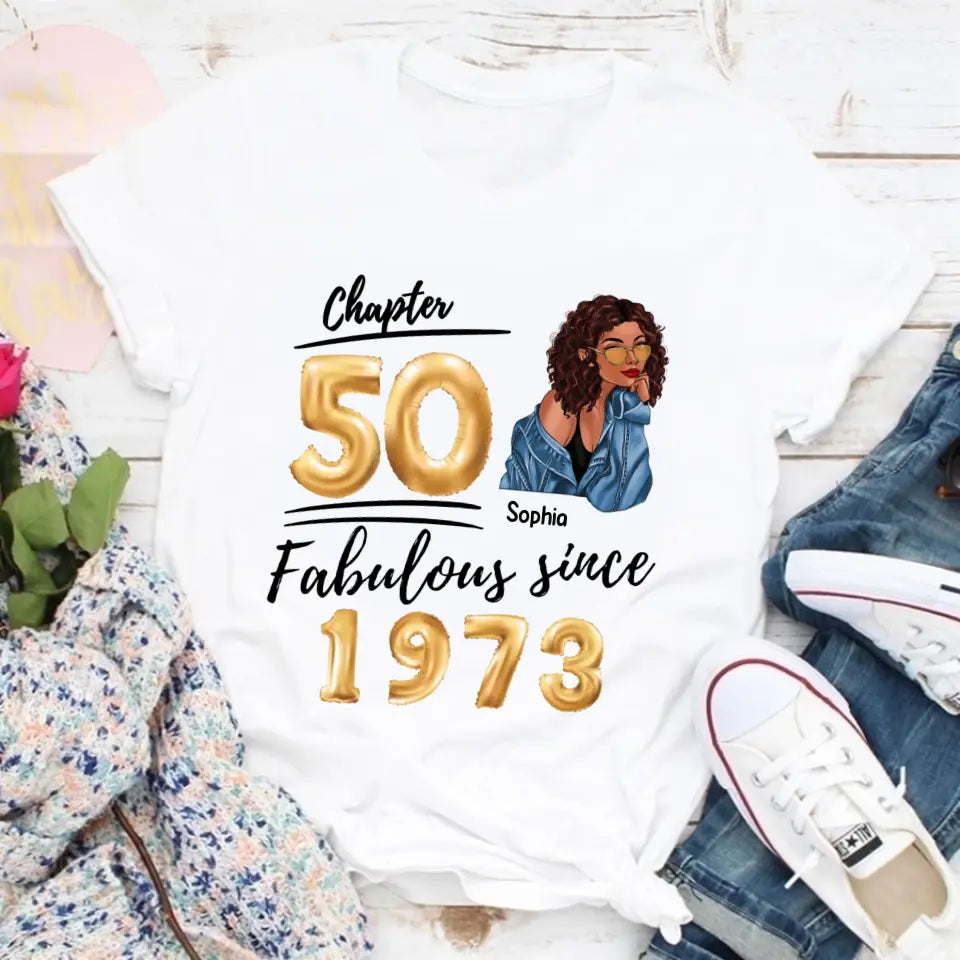 50th Birthday Shirts For Her, Personalised 50th Birthday Gifts, 1973 T Shirt, 50 And Fabulous Shirt, 50th Birthday Shirt Ideas, Gift Ideas 50th Birthday Woman