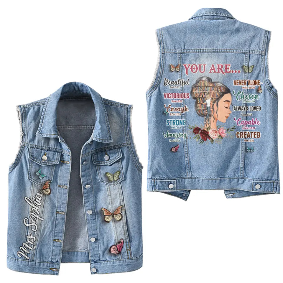 Premium Log Denim Vest - Gift For Women, Denim Vest Book, Reading Book Lover