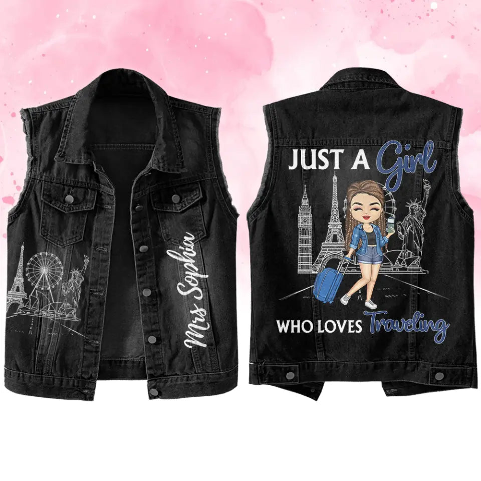 Premium Log Denim Vest - Gift For Women, Denim Vest Traveling, Travel Lover