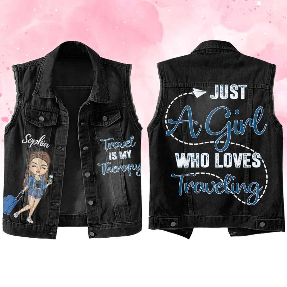 Premium Log Denim Vest - Gift For Women, Denim Vest Traveling, Travel Lover