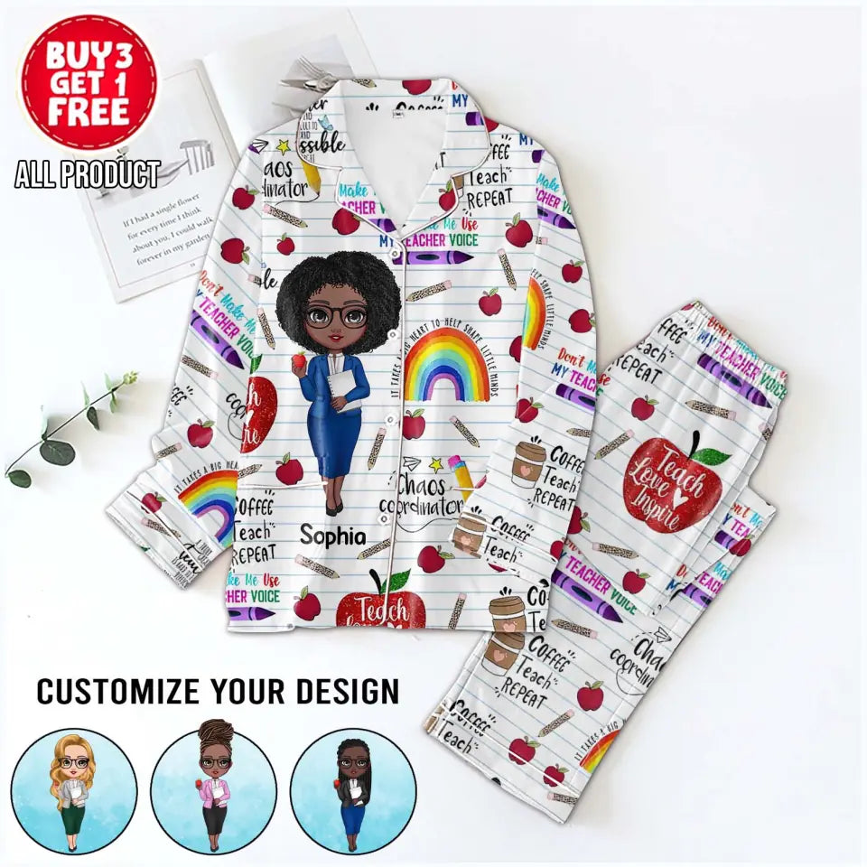 Personalized Women's Pajama Set, Gift For Teachers