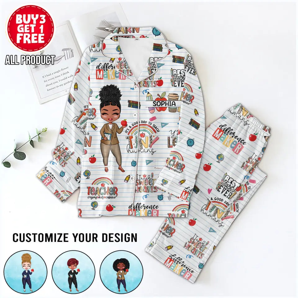 Personalized Women&#39;s Pajama Set, Gift For Teachers