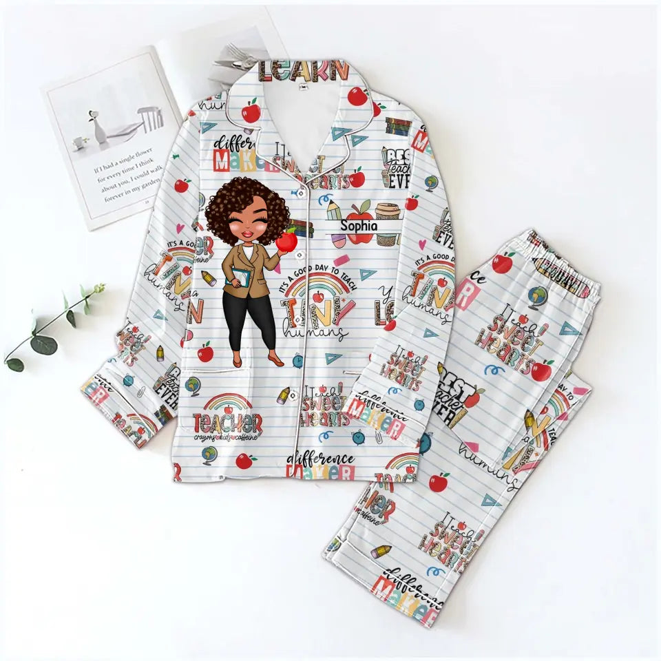 Personalized Women&#39;s Pajama Set, Gift For Teachers