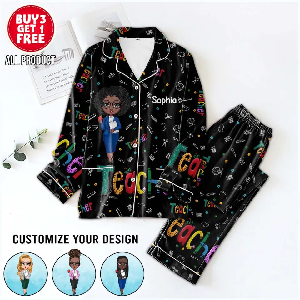 Personalized Women's Pajama Set, Gift For Teachers