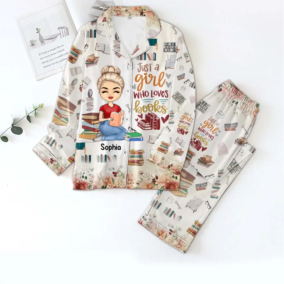 Personalized Women's Pajama Set, Gift For Books Lover