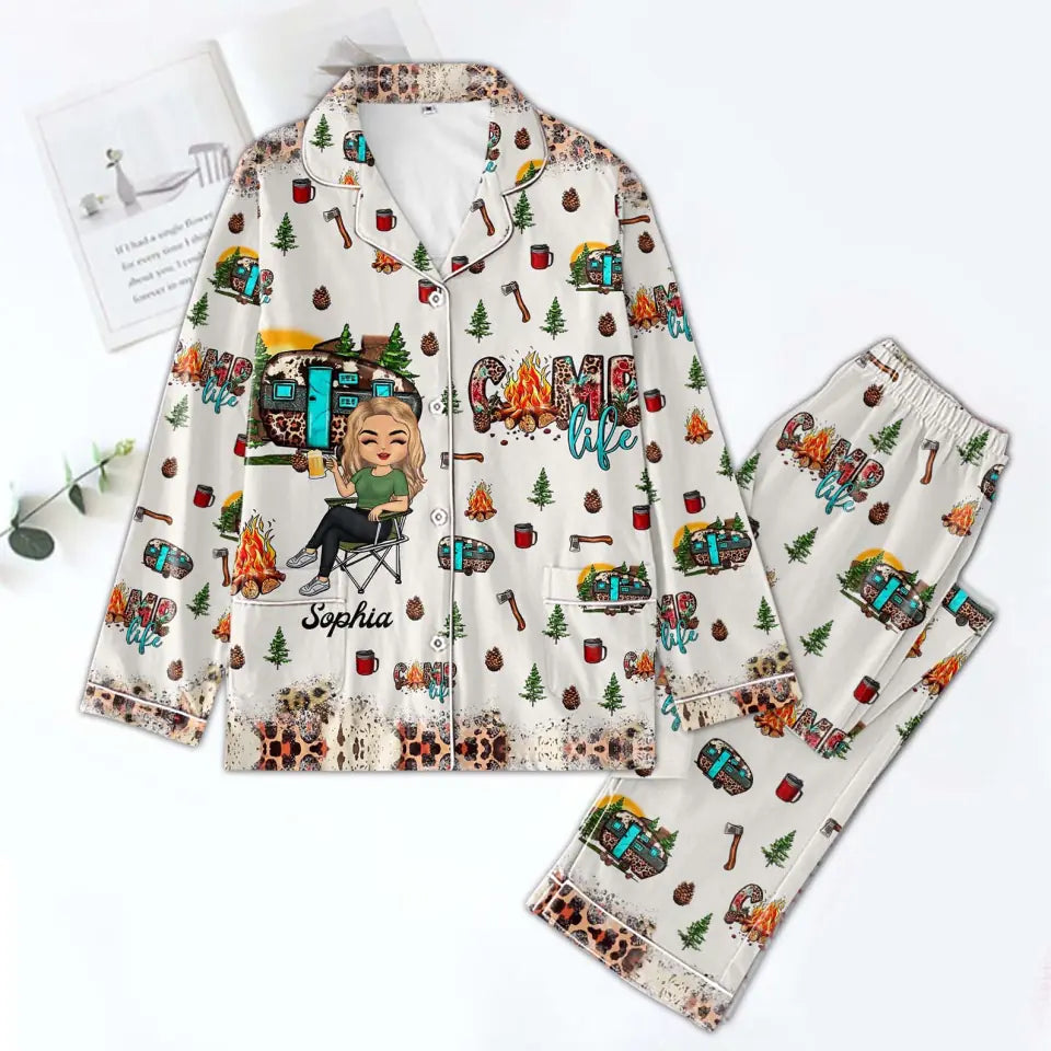 Personalized Women&#39;s Pajama Set, Gift For Camper Lover