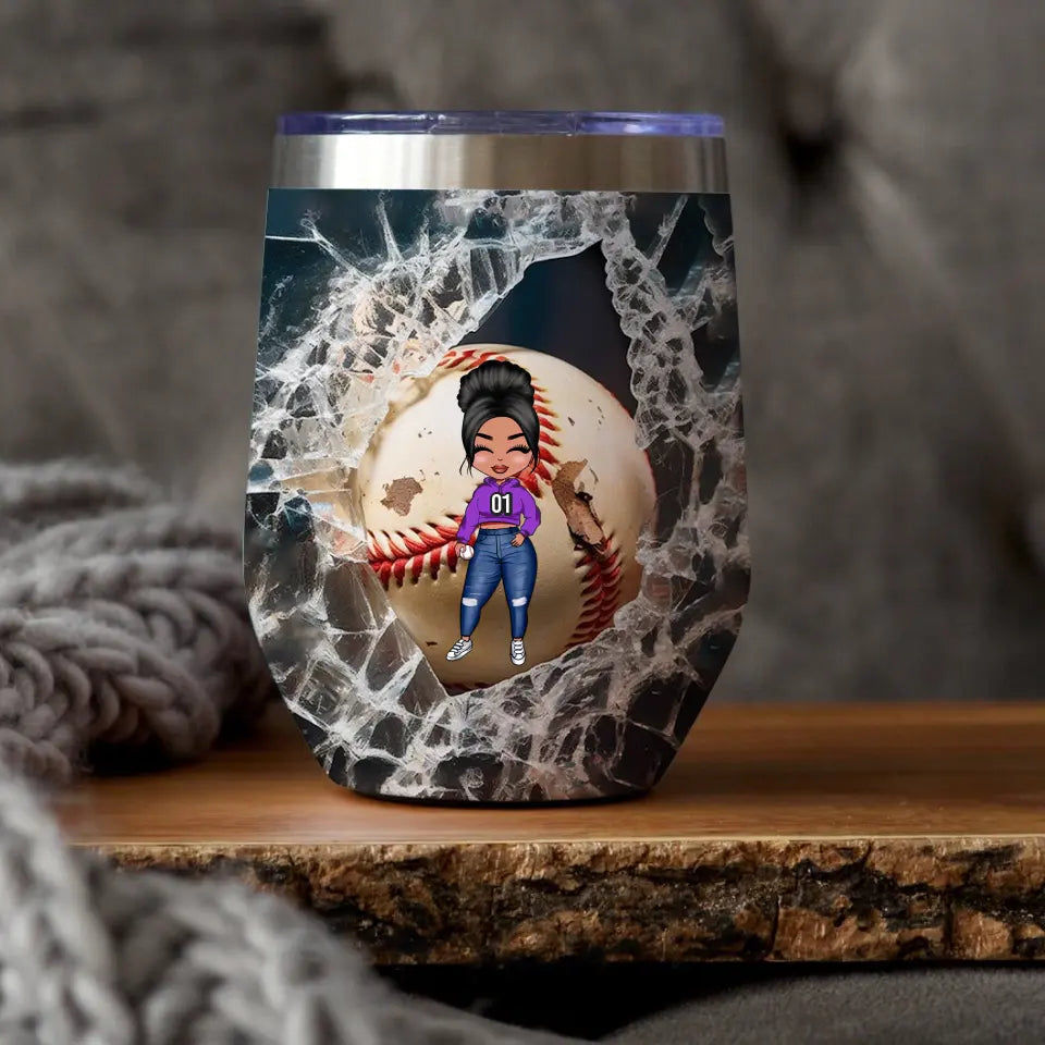 Personalized Wine Tumbler - Birthday Gift Baseball Lovers