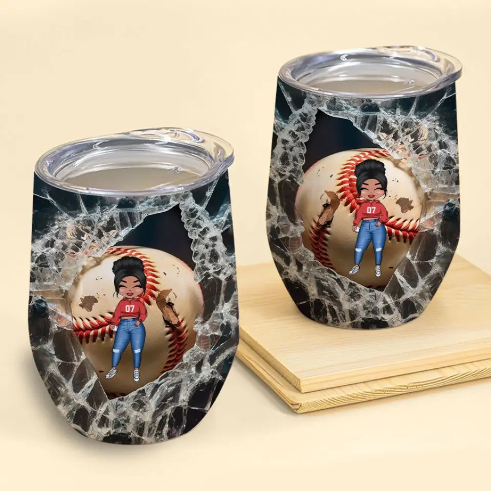 Personalized Wine Tumbler - Birthday Gift Baseball Lovers