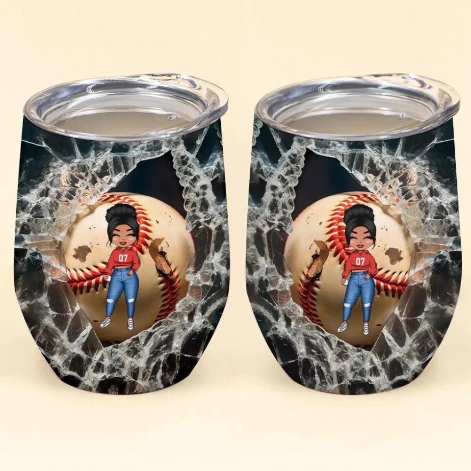 Personalized Wine Tumbler - Birthday Gift Baseball Lovers