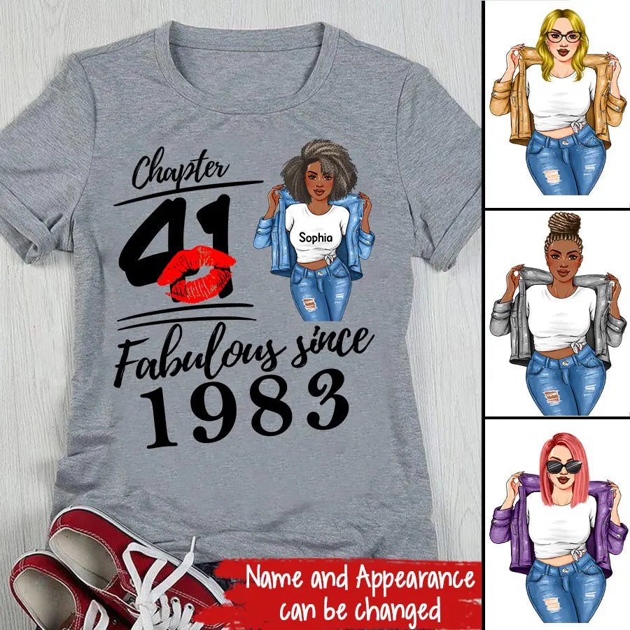 Chapter 41, Fabulous Since 1983 41st Birthday Unique T Shirt For Woman, Custom Birthday Shirt, Her Gifts For 41 Years Old , Turning 41 Birthday Cotton Shirt - HCT